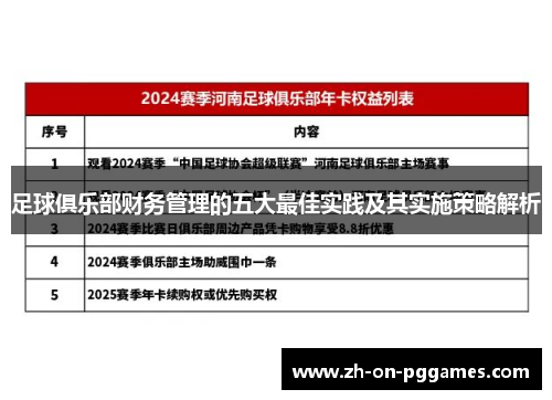足球俱乐部财务管理的五大最佳实践及其实施策略解析