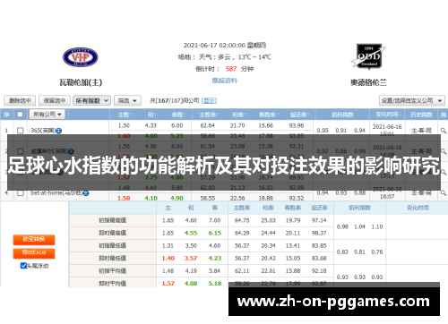 足球心水指数的功能解析及其对投注效果的影响研究